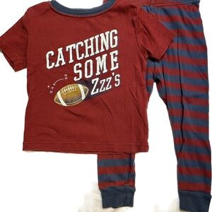 Wonder Nation Sleepwear set 2T Boys Red and Blue PRELOVED Football decal